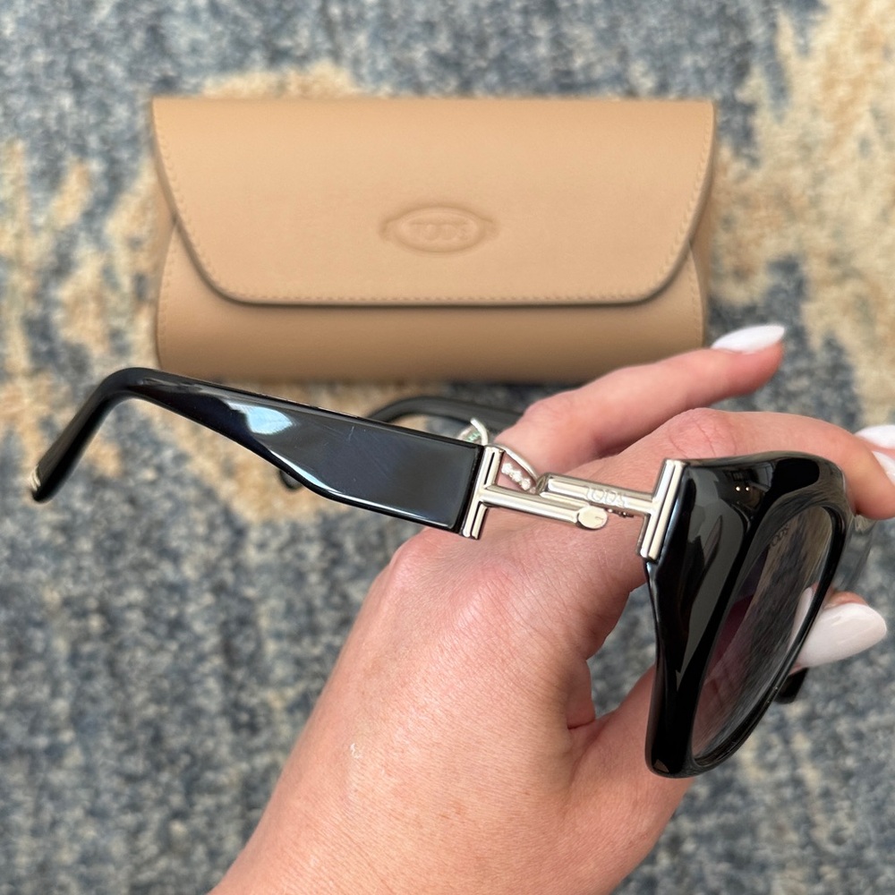 Tod's Black Sunglasses with Silver Accents